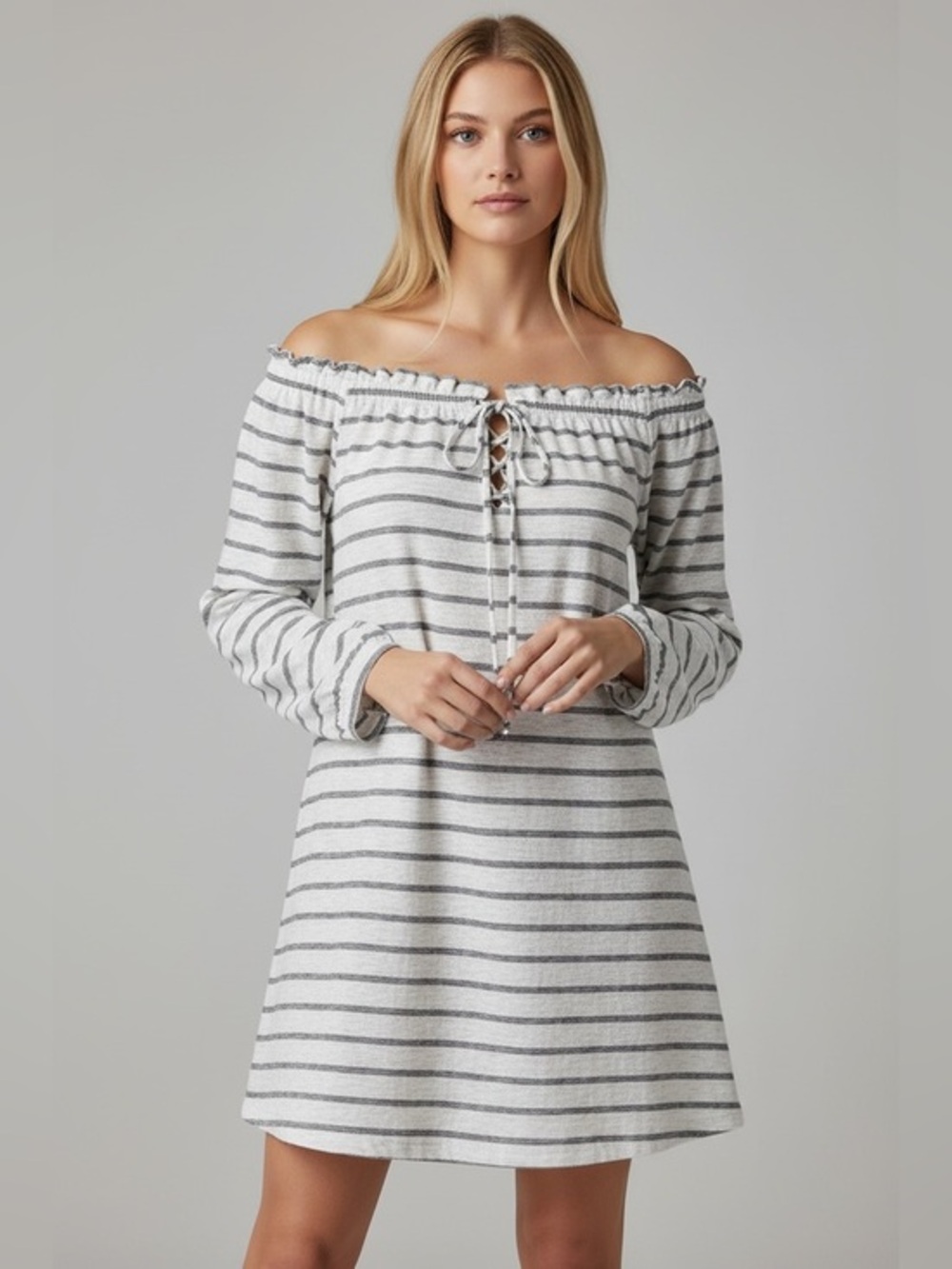 Tommy Hilfiger White Shirt Dress with Grey Stripes